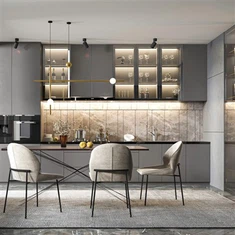 Серый современный ПВХ кухонные шкафы